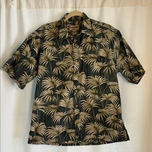 Cooke Srewt Honolulu Men's Palm Print Shirt - Black and Tan Size Medium